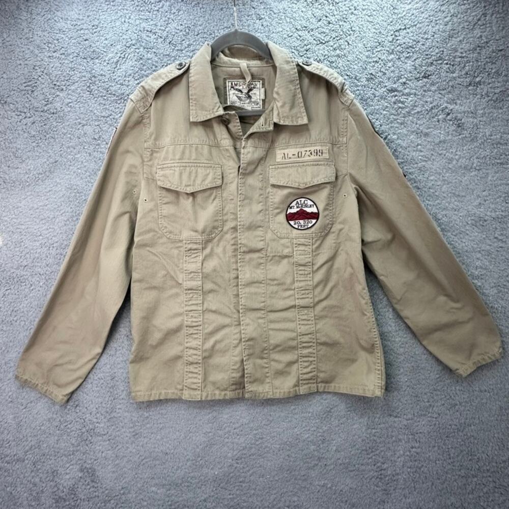 American Living Military Jacket Men's Medium Patches‎ Button Up Outdoors Active